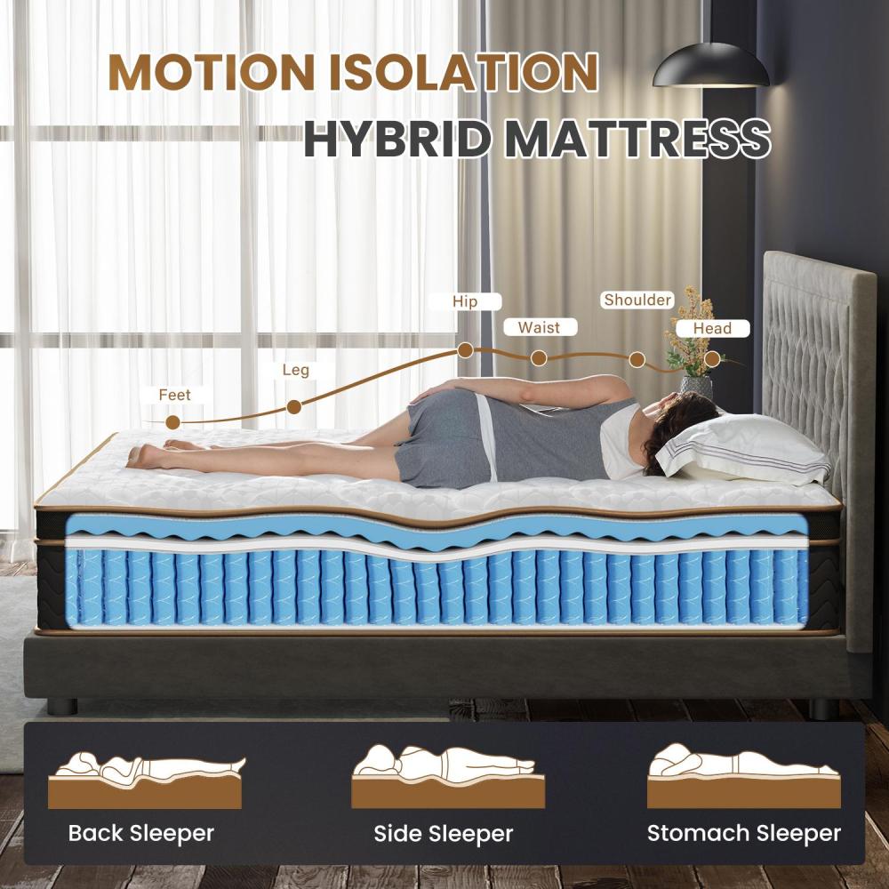 10" Twin Plush Hybrid Mattresses with Independently Encased Coils & Gel Memory Foam, Fiberglass-Free, Motion Isolation-Edge Support, Mattress in a Box, CertiPUR-US Certified