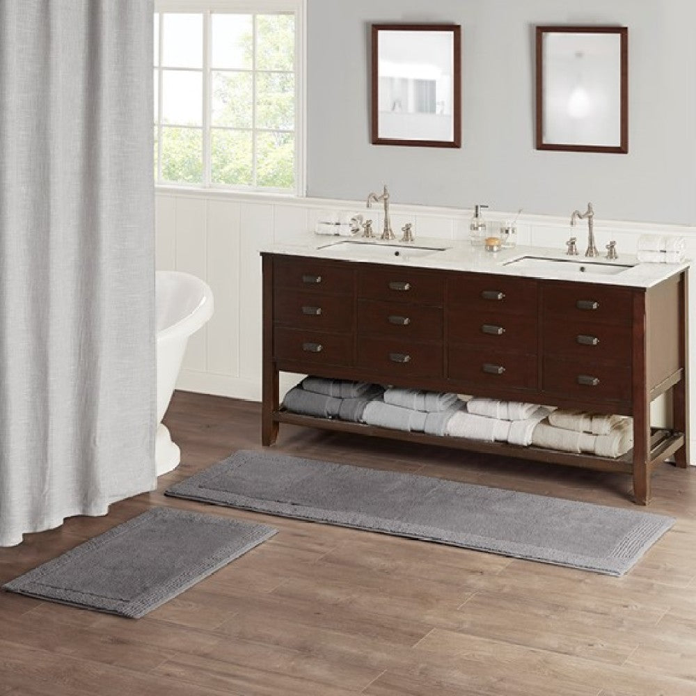 100% Cotton Tufted 3000 GSM Reversible Bath Rug Charcoal 21x34"