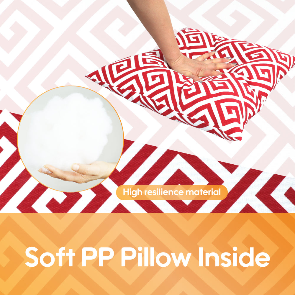 2 Pack Outdoor Throw Pillows, Waterproof & Fade-Resistant Patio Cushions for Garden, Porch, Poolside Furniture - Soft & Comfortable Decorative Pillow Covers (18x18 Inch, RED)