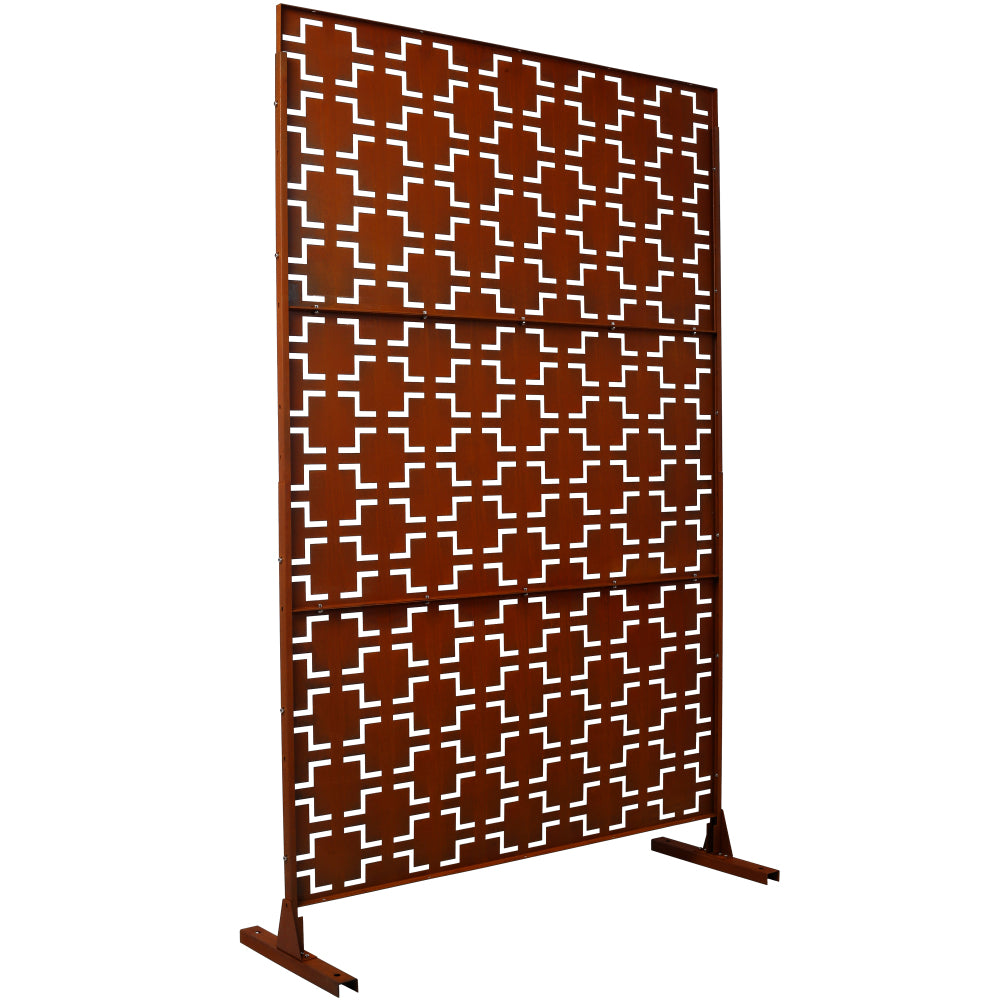 Outdoor & Indoor Privacy Screen Metal Privacy Screen 76" H×48" W, Freestanding Decorative Privacy Screen for Deck Balcony Patio, Privacy Fence Panels for Outside Lawn Garden PS105 RUSTY