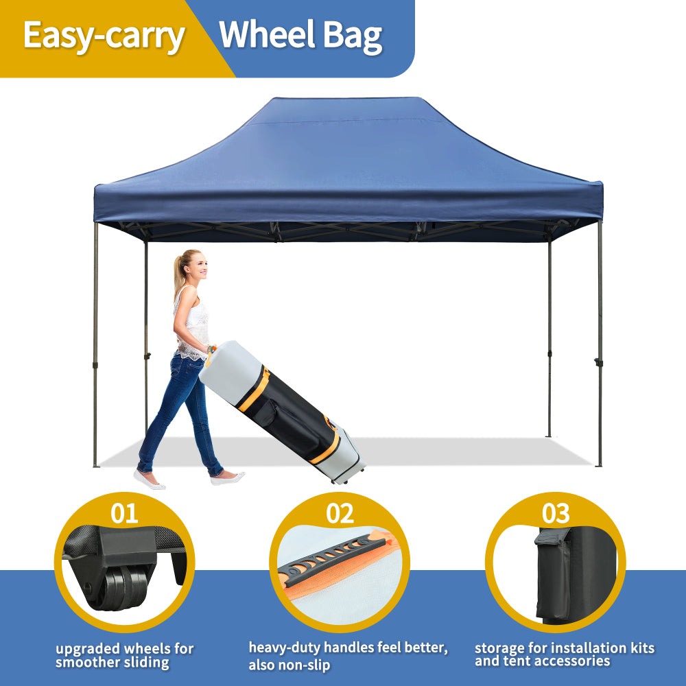 TREXM 10x15 Pop Up Canopy Tent, Heavy Duty Party Tent with 4 Sidewalls UV Waterproof Protection, 3 Height Adjustable Outdoor Canopy Tent for Weddings, Events, and Backyard Gatherings, Navy
