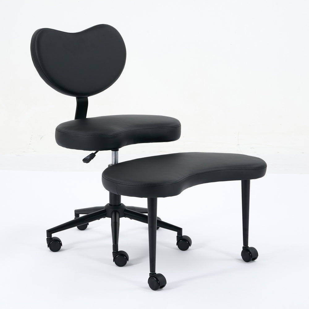 Meditation Chair Plus, Cross Legged Chair with Wheels, ADHD Chair, Criss Cross Desk Chair with Lumbar Support and Adjustable Stool, Flexible Design for Fidgety Sitters, Black PU