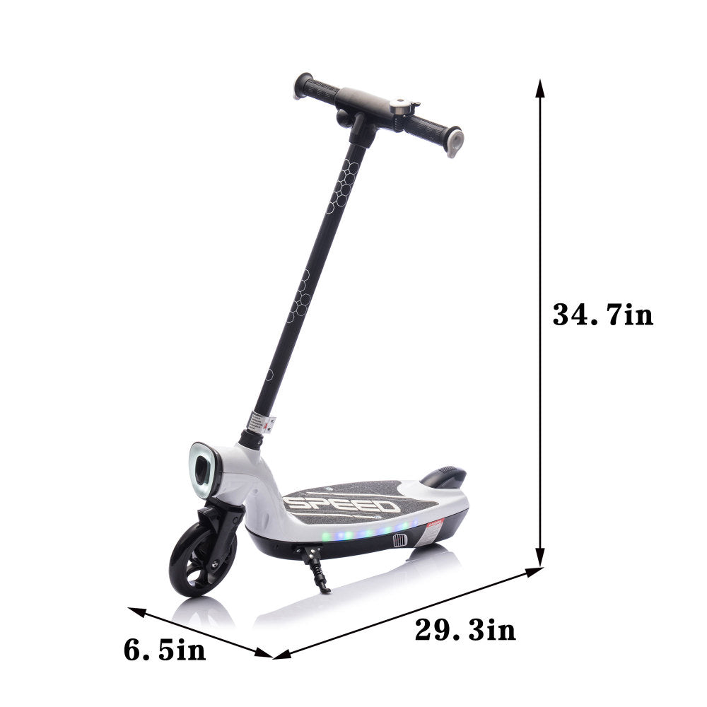 Kids Ride On Electric Scooter With Kickstand,Scooter Bell,Faster Speed And Longer Usage Time,Rear Brake,Wider Pedal,Non-Slip Handle,Colorful LED Lights,5.59-6.84 MPH For Kids 6+.