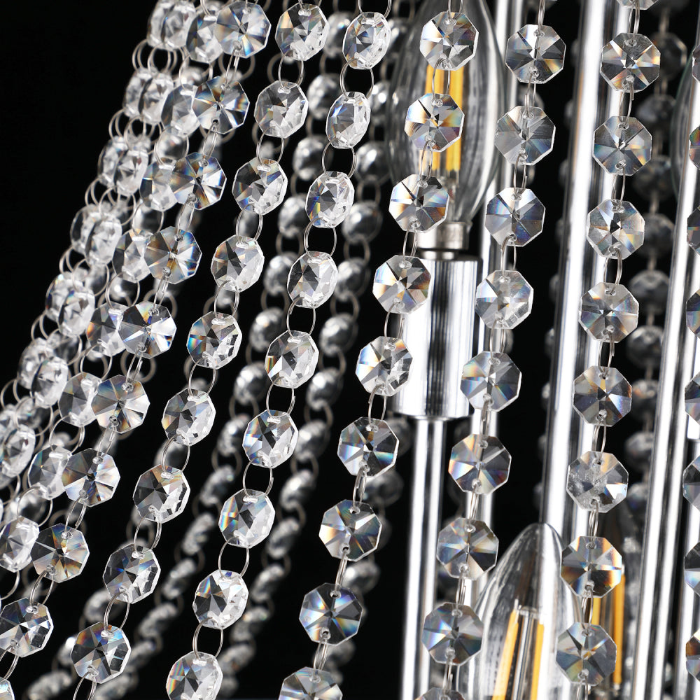28-Inch Crystal Chandelier Lighting for Dining Room Modern Interior Luxury K9 Bedroom Crystal Chandelier Ceiling Light French Empire Crystal Chandelier Chrome 15 Lights