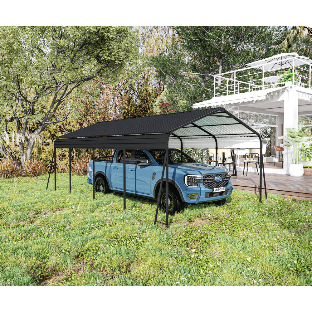 Metal Carport 12×20 Car Port, Outdoor Storage Heavy Duty Metal Canopy Multi-Use Garage Shed for Car and Truck, Carport Kit with Galvanized Steel Roof Building and Frame