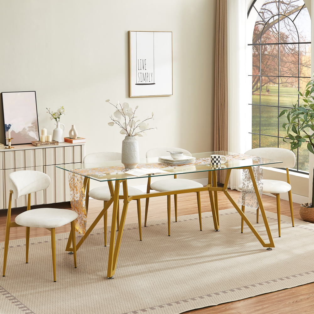 35.4-inch round tempered glass dining table, suitable for 1-4 people, space-saving small kitchen dining table, equipped with sturdy metal table legs, suitable for dining room, living room,Gold