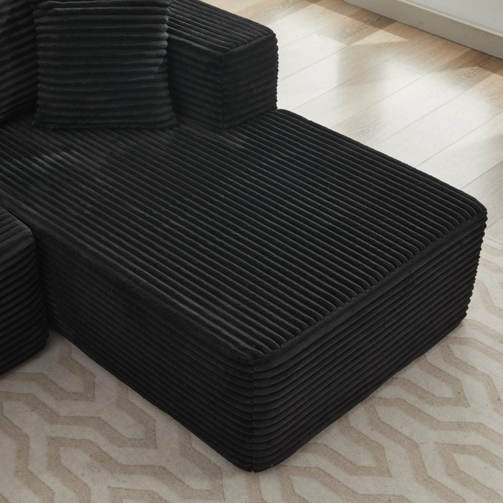Modular Sectional Couches for Living Room: Right Facing Chaise Longue (Black)
