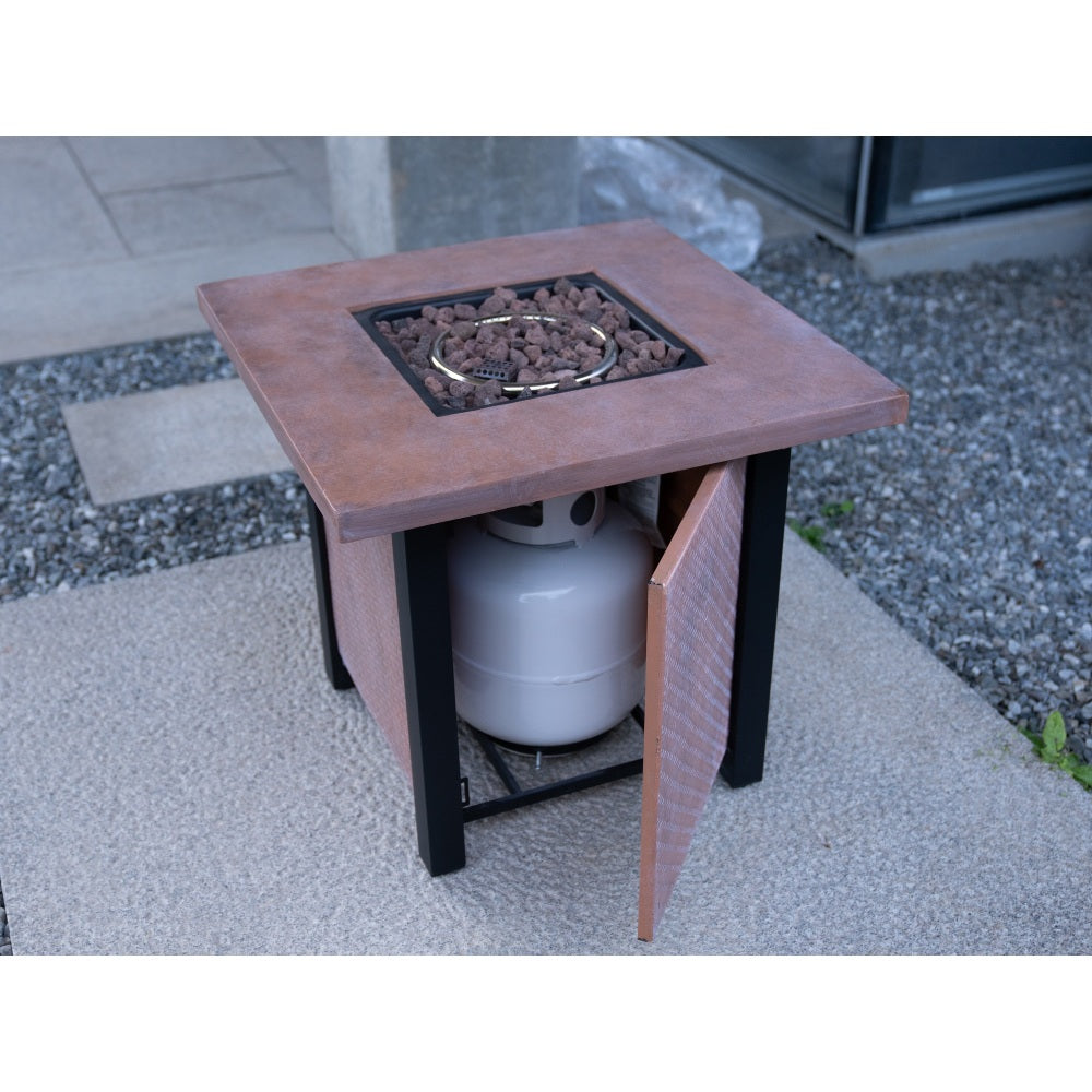 25" H Outdoor Patio Propane Gas Fire Pit Table - 50,000 BTU High-temperature-resistant carving process for environmentally friendly materials with the effect of rattan weaving grain