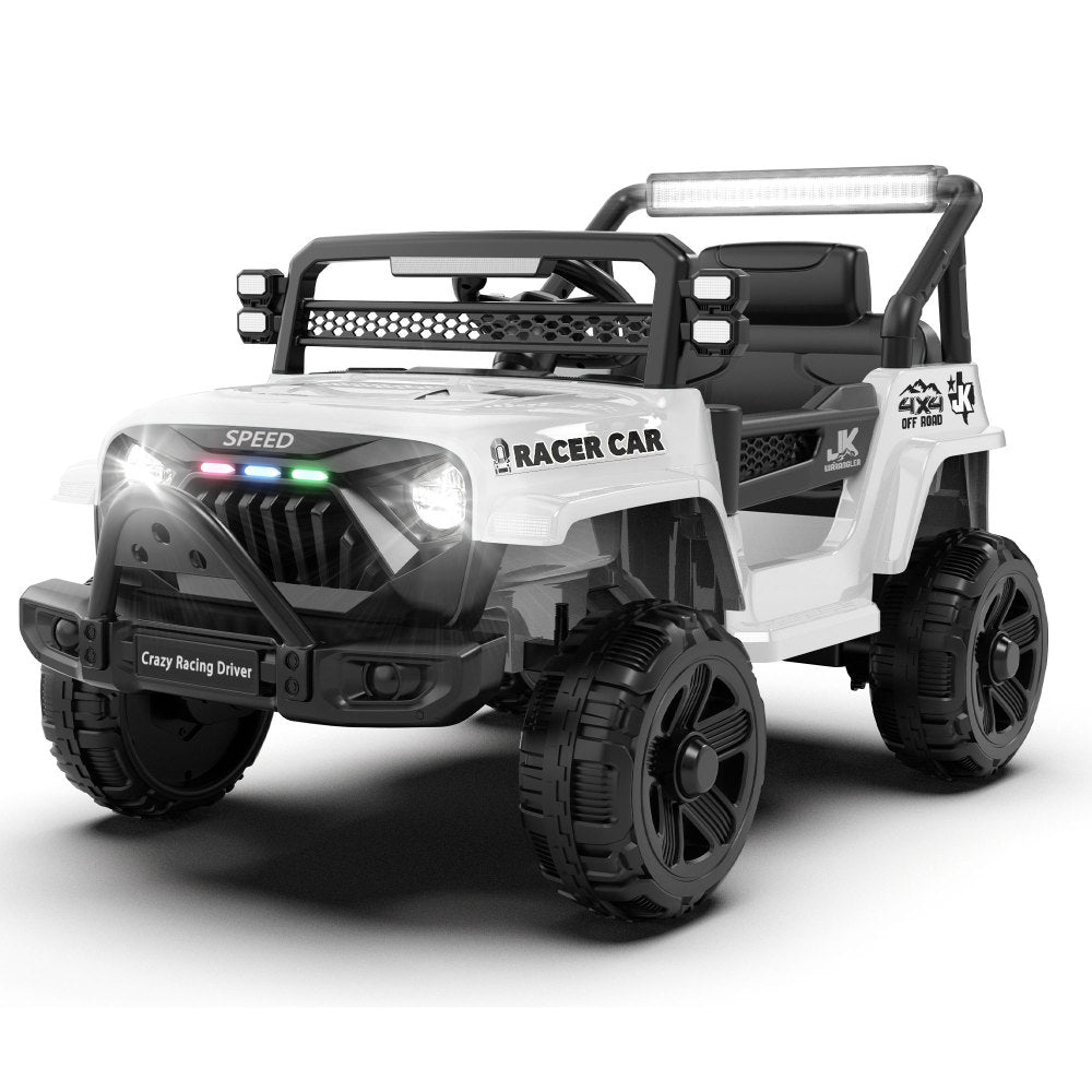 12V Kids Ride On Electric Truck Car W/Parents Control,2WD,Four-wheel suspension,Early education function,Adjustable volume,USB,MP3,Bluetooth,Microphone jack,Power display,LED lights For kids aged 1-4.
