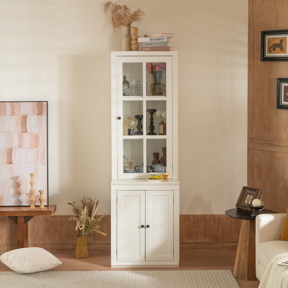 2x 75.25'' Tall Triangle Sided Bookshelves, Set of Two 5-Tier Sided Bookcase - White - Olny Sold with Paired Cabinets