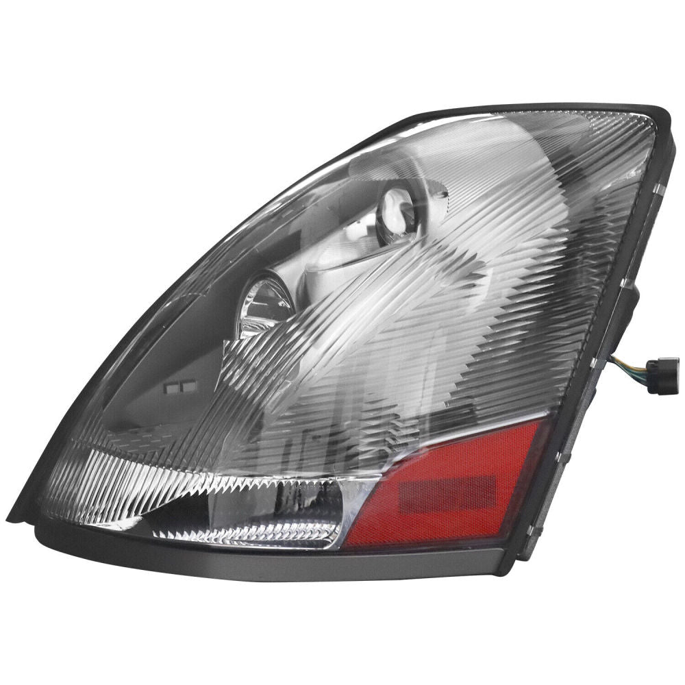Headlight Assembly Compatible with 2004-2018 Volvo VNL VNM 2004-2015 Volvo VN Halogen, Headlamps Head Light Lamp W/Bulbs Housing Pair (Chrome)