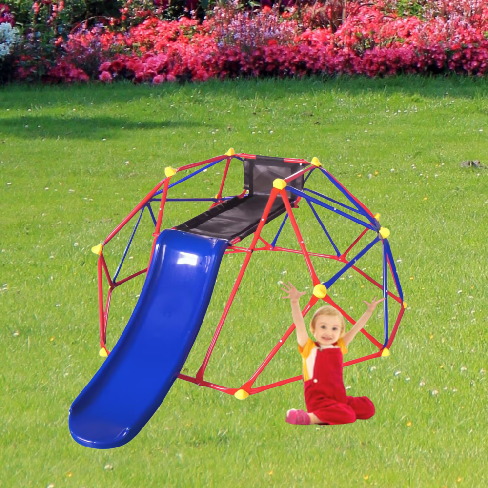 XCF007 6ft Dome climber with 1.2m slide for age 3+ climber with Climbing Stones