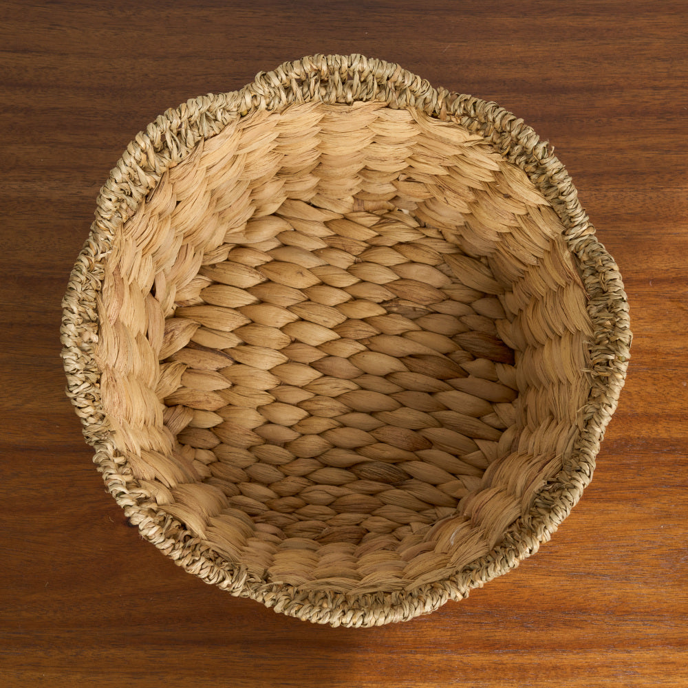 Water Hyacinth Woven Round Multi Use Kitchen and Bathroom 14" / 12" / 10" Basket Natural Brown