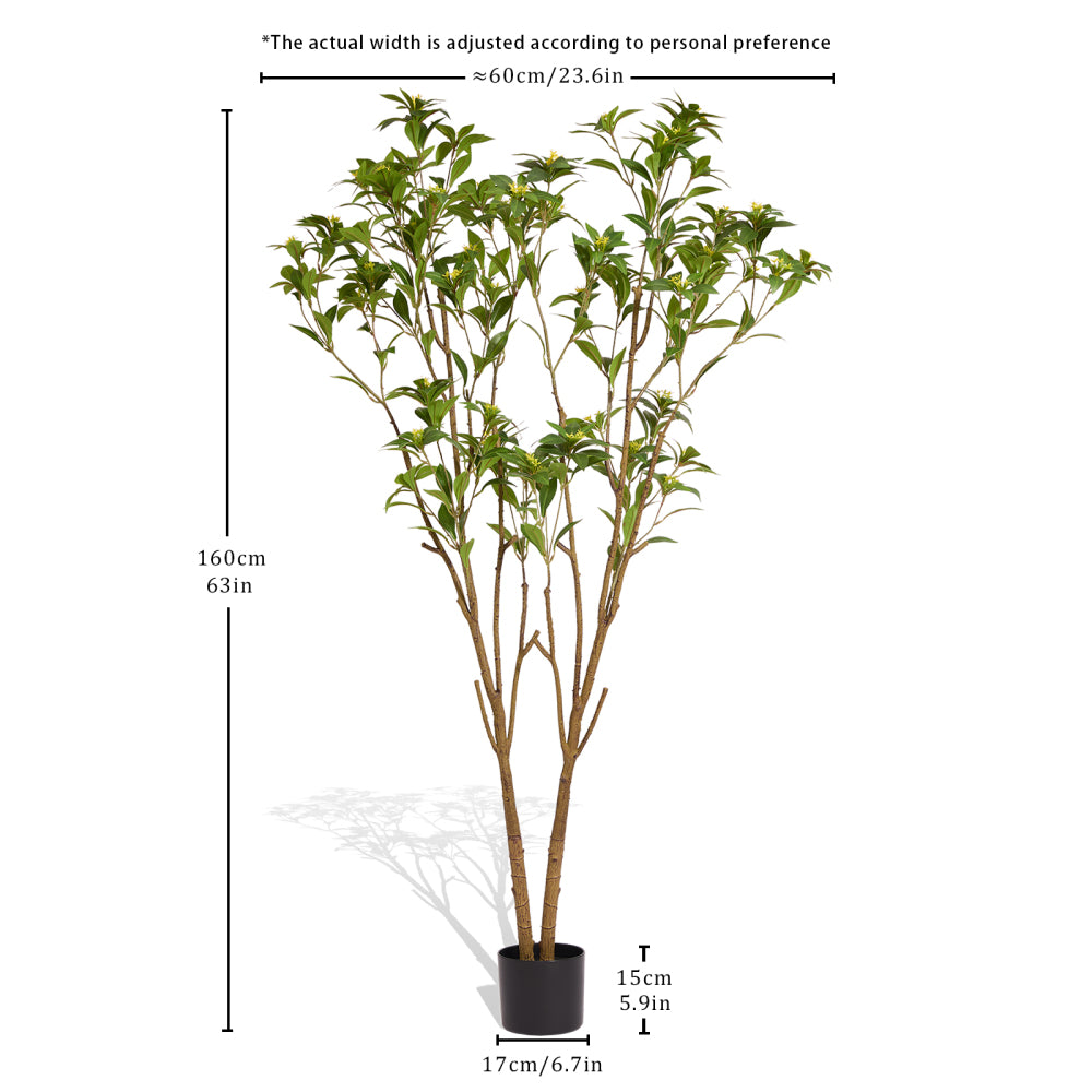 Faux Citrus Tree, 160cm Tall Artificial Indoor Plant with Lifelike Leaves for Home, Office, Living Room, or Porch Floor Decor, 1pc/set