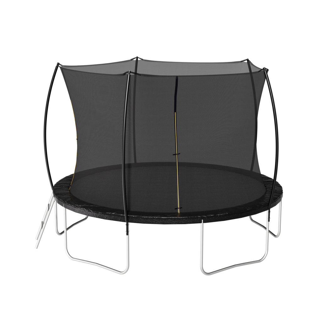 12FT Trampoline (Double-side color pad) ,  Trampoline for Kids and Adults with Enclosure Net and Ladder,Curved fence pole