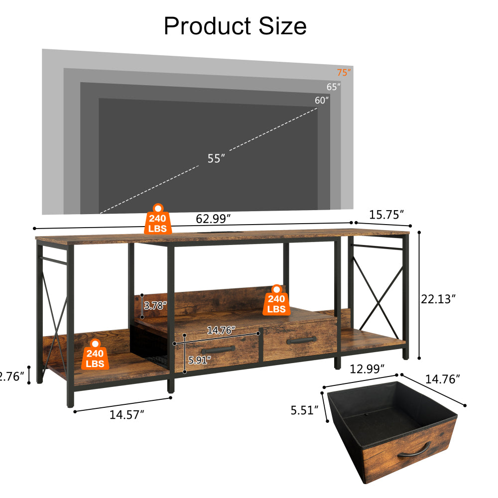 There are installation videos + scene videos .TV Stand with LED Lights Power Outlets  -  TV Stand with Fabric Drawers for 65 70 75 Inches TV -Can also be used in multiple scenes, living room, bedroom,