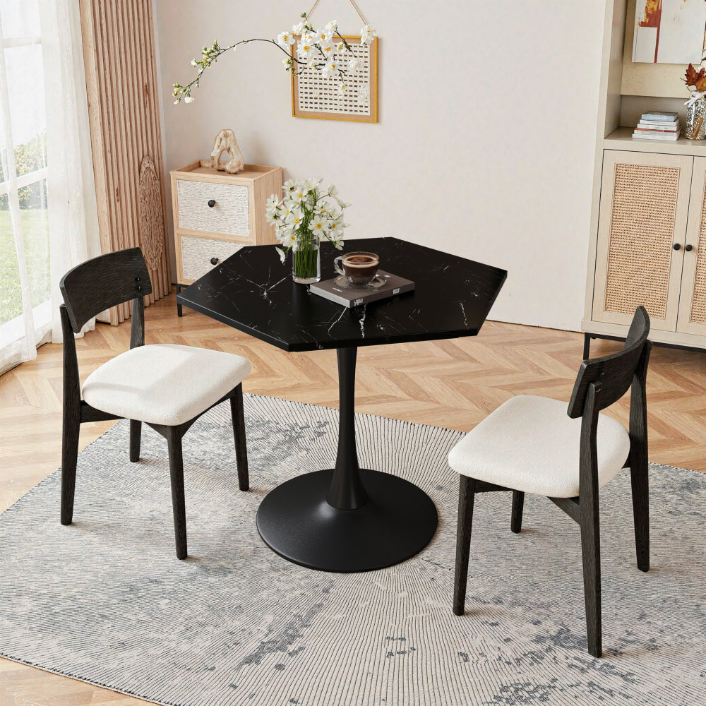 31.50"Modern Octagonal Coffee Table with MDF Table Top,Metal Base, for Dining Room, Kitchen, Living Room,White