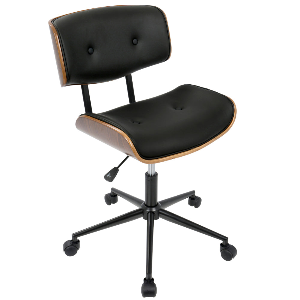 Lombardi Mid-Century Modern Adjustable Office Chair with Swivel in Walnut and Black by LumiSource