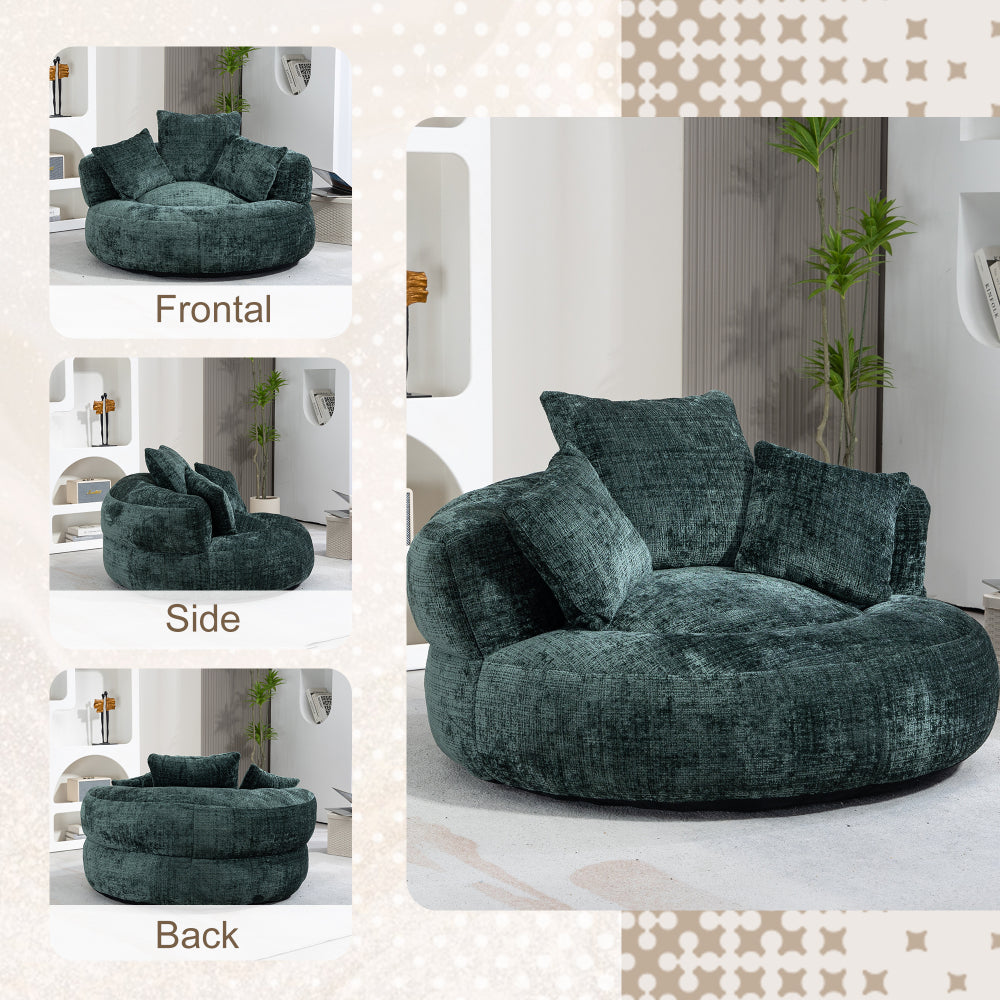 Lazy Sofa Durable Comfort Lounger High Back Bean Bag Chair Couch With Three Pillows for Adults and Kids, Indoor & Outdoor,  Single Gaming Sofa Chair For Bedroom,Office (Emerald Chenille)