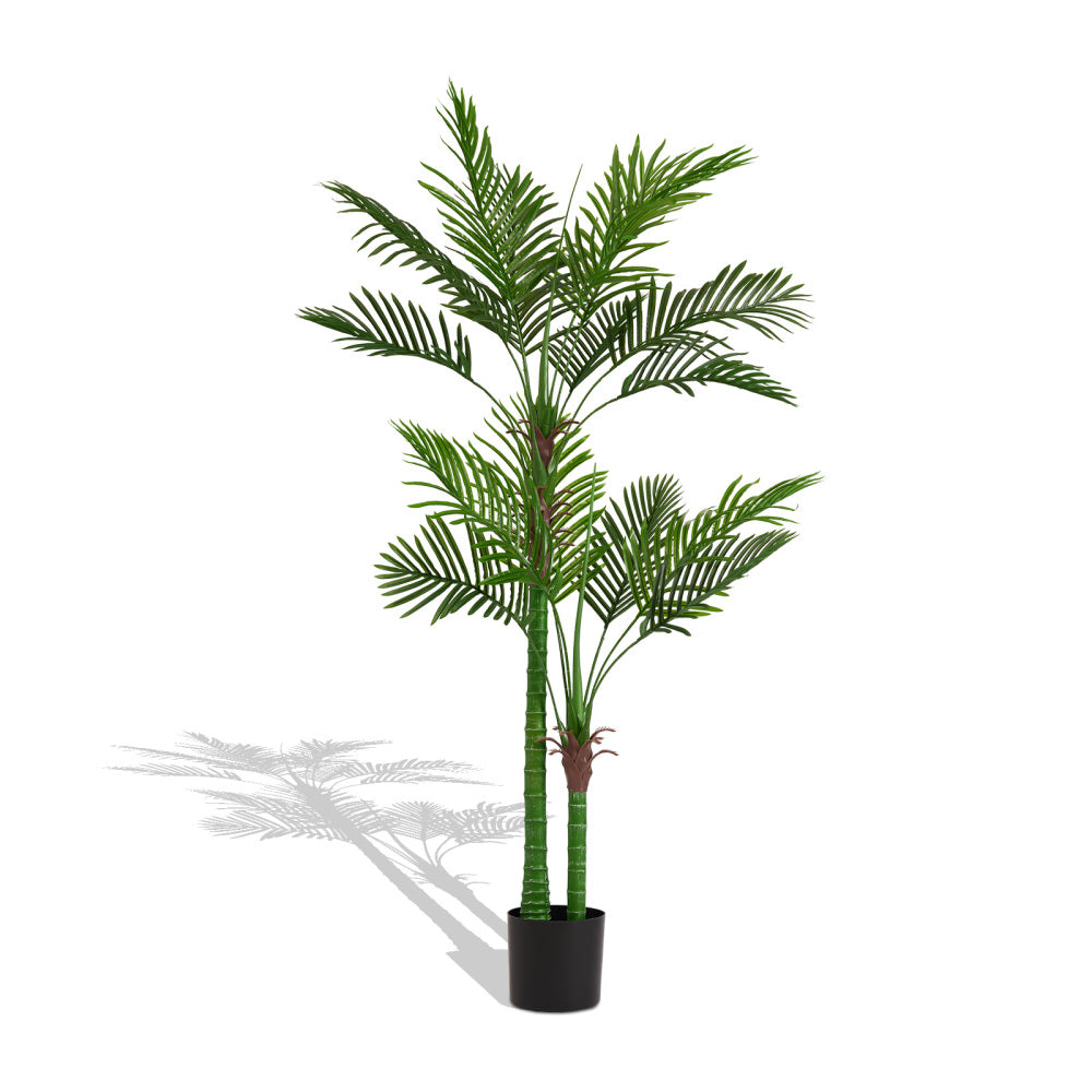 Artificial Golden Cane Palm Tree, 180cm Tall Faux Areca Palm Plant in Pot for Indoor or Outdoor Home and Office Decor, Adjustable Trunk, 1pc/set