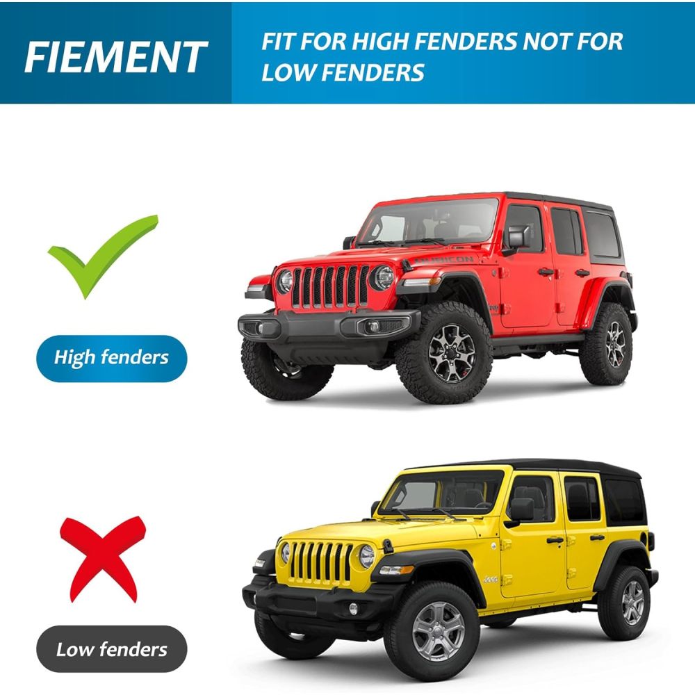 Fenders Front & Rear Fenders Compatible with 2018-2024 Jeep Wrangler JL and JLU Unlimited Rubicon, Off-Road Wheel Fender Liner Set 4 Pcs(Only Fit High Clearance Fender Flares,Not for 4XE)