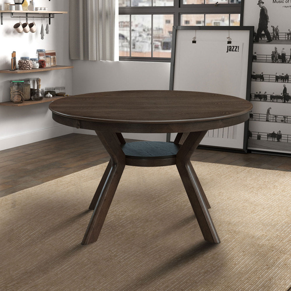 47.24''Round Rubber Wood Dining Table for 4-6 with Wooden Trestle Pedestal Base,Modern Kitchen Wooden Table Dinner Table for Dining Room, Living Room,Oak(1Table)