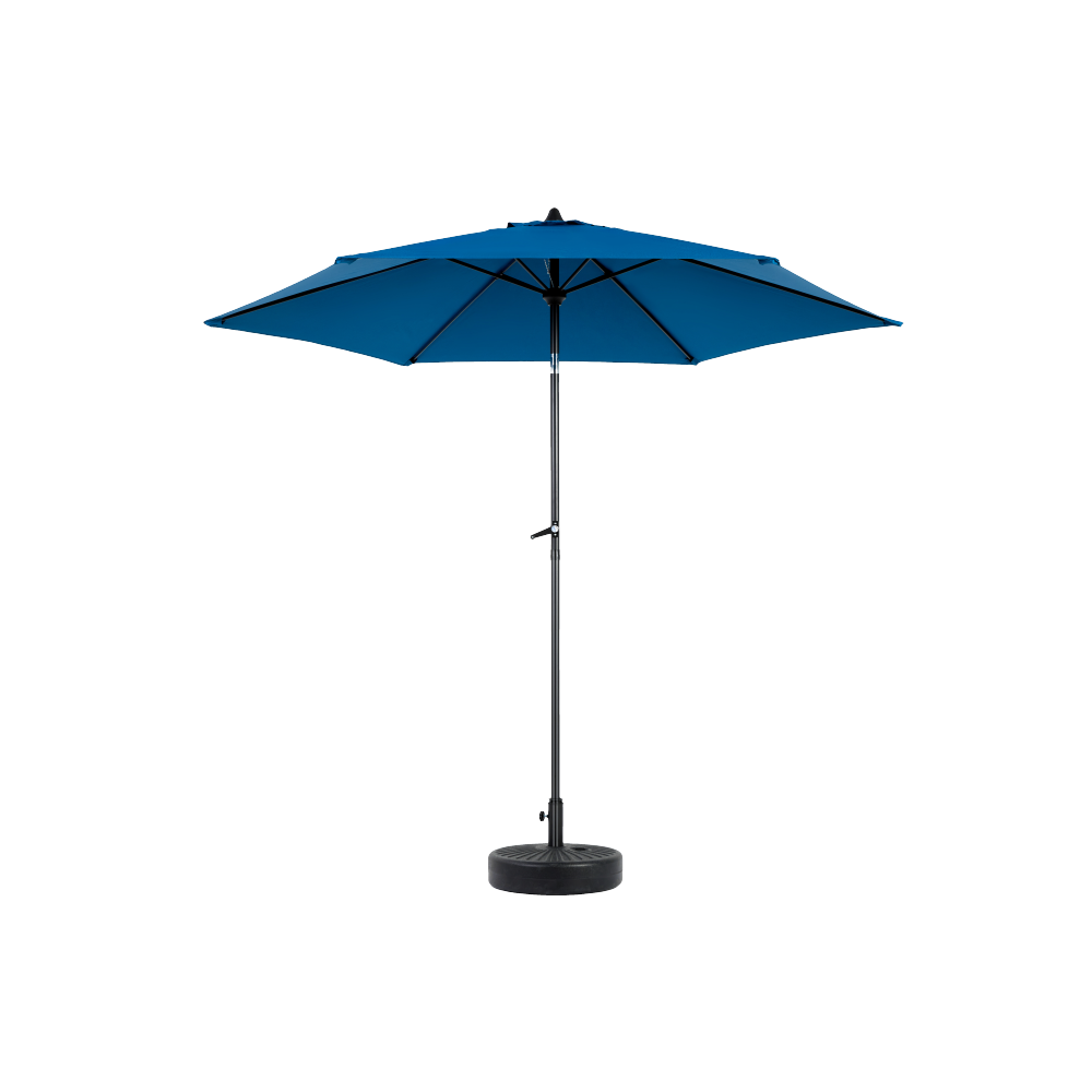 9FT Outdoor Patio Umbrella Outdoor Table Umbrella with Push Button Tilt and Crank, Market Umbrella 6 Sturdy Ribs , Deck, Backyard, Pool (Base Not Included)  -  ( Blue )