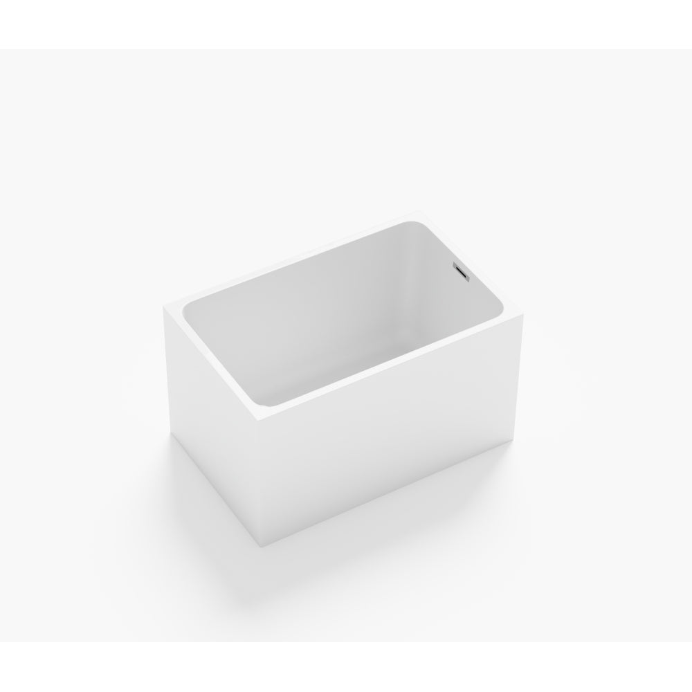 47" Acrylic Freestanding Bathtub ,Spacious rectangle Shape, Gloss White Finish, Chrome Overflow & Pop-Up Drain CUPC Certificate