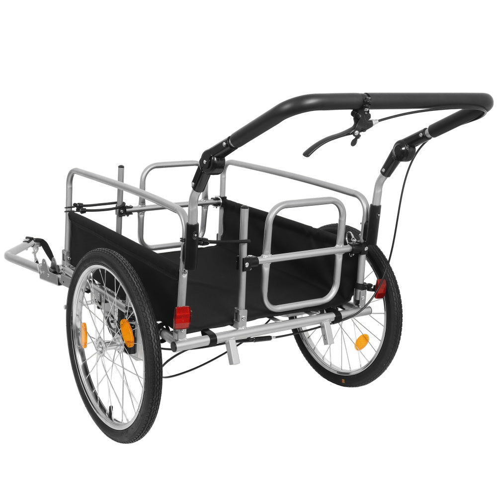 3-in-1 Heavy-Duty Bike Cargo Trailer – E-Bike Compatible Steel Frame, 110lb Capacity, Convertible Stroller & Pull Cart w/Suspension, 20" Wheels & Accessories