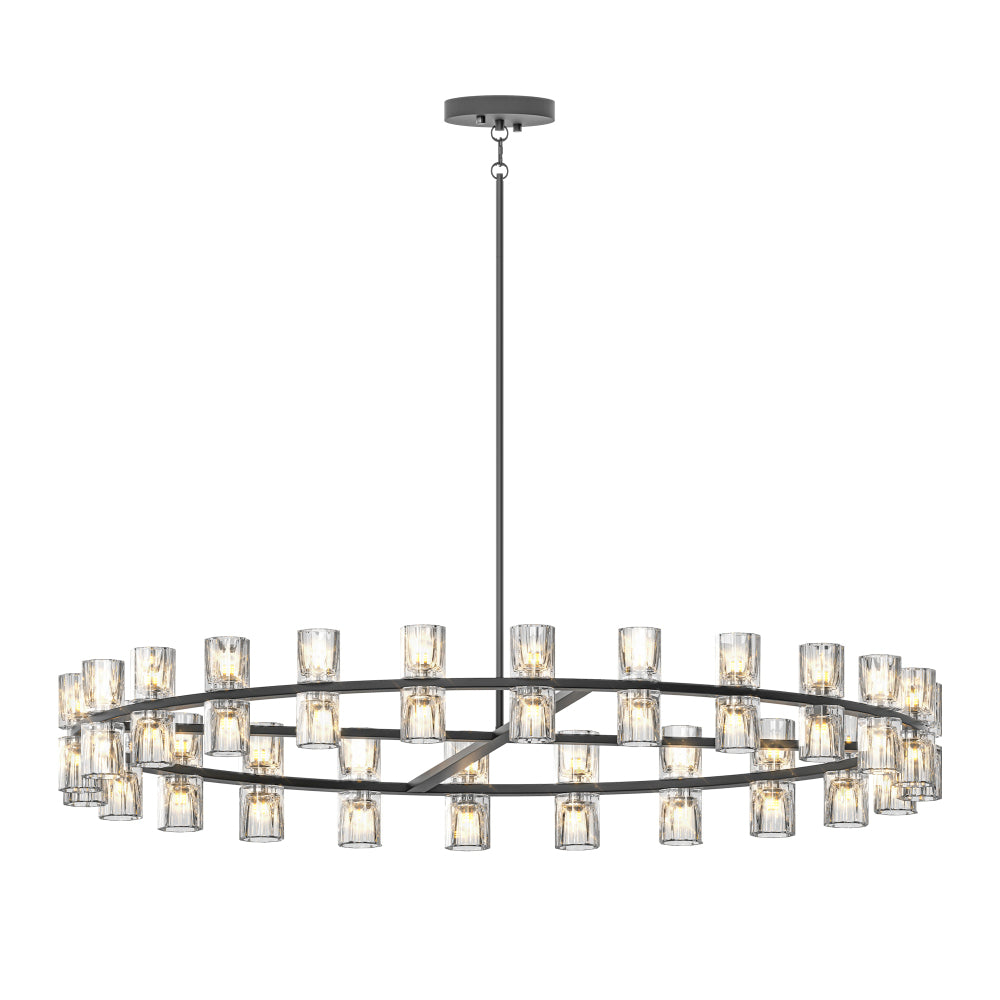 (L005030-D48-P48B/W1340P310779)48 Inches Luxury Chandeliers Crystal Living Room Decorative Lights Simple Modern Dining Room LED Lighting,for Home Decor (Bulbs Included) Black