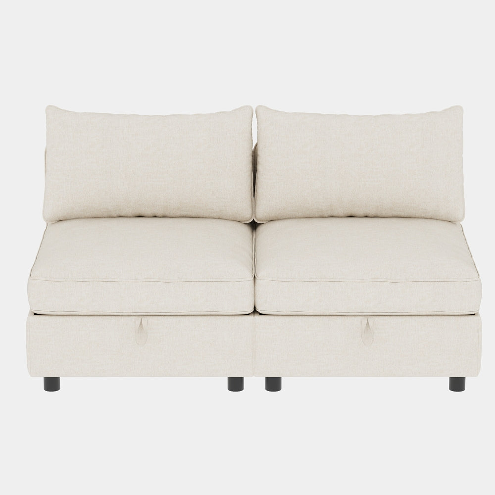 Armless Seat for Modular Sectional Sofa, Convertible Sofa Seat With Storage, Sleeper Sectional Sofa Set, Fabric Flexible Modular Combinations for Living Room(2PCS)