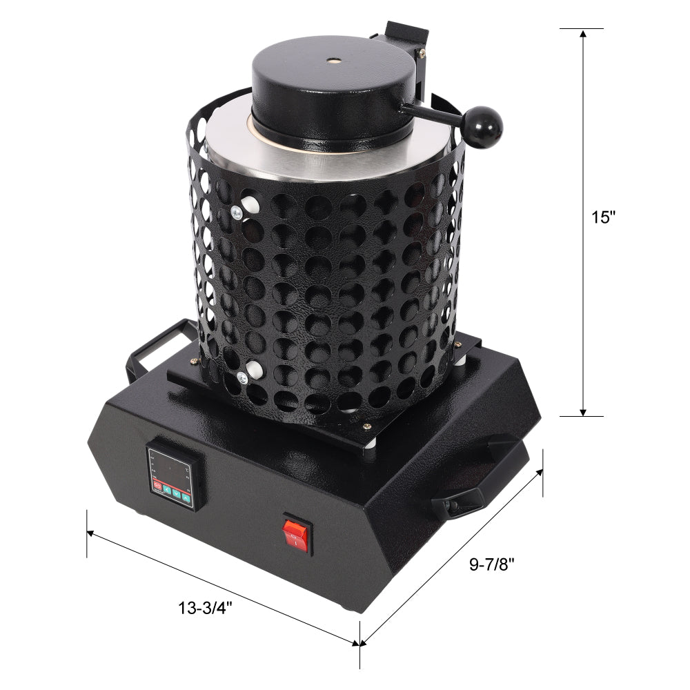 Gold Melting Furnace, 1+3 KG Electric Digital Smelting Furnace, 1800W 1100 °C / 2012°F PID Smelter Kiln Kit Casting Refining Jewelry Precious Metals Gold Silver Copper Aluminum (110V)