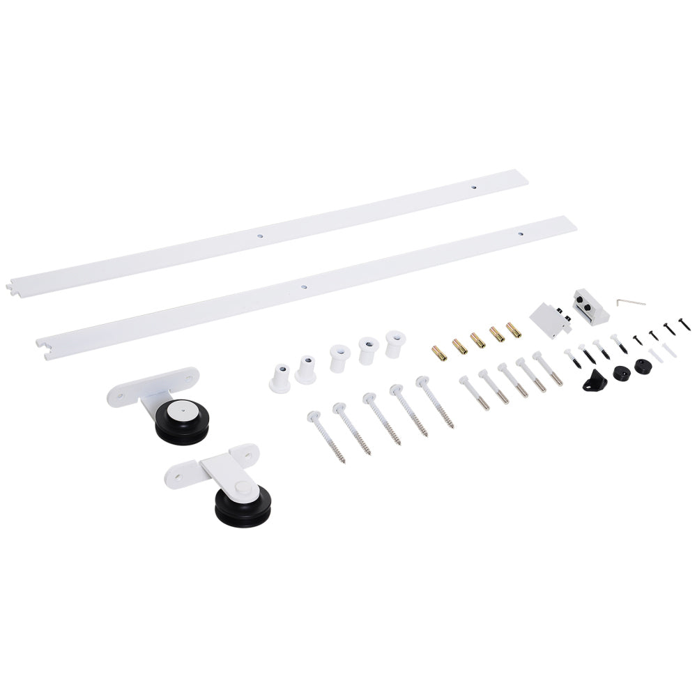 HOMCOM 6' Rustic Interior Sliding Barn Door Mounting Hardware Kit, White