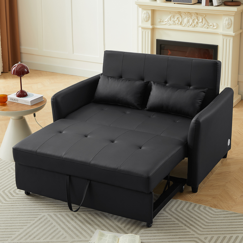 Orisfur. 51.57" Convertible Sleeper Bed, Adjustable Oversized Armchair  with Three USB Ports for Small Space(Old SKU:WF283379AAD), Brown