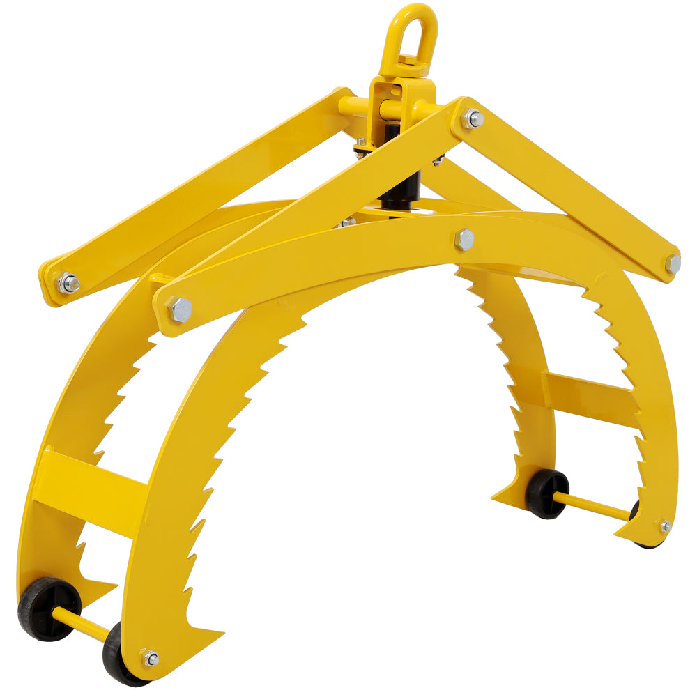 Automatic Grip and Release Log Tongs, 360° Swivel Lifting Tongs with 4 Claws 25" Open, 3300 LBS Load Capacity, Fit For Forklift, ATV, Tractor and so on. Yellow Color