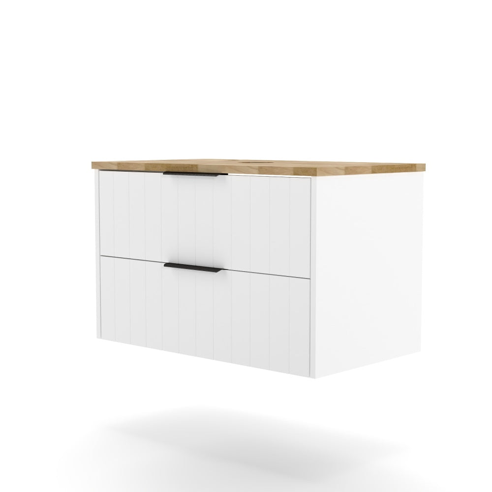 32-Inch bathroom vanity,only cabient,Solid wood top, double drawer design, drawer line shape,Soft-Close System,White+Natural