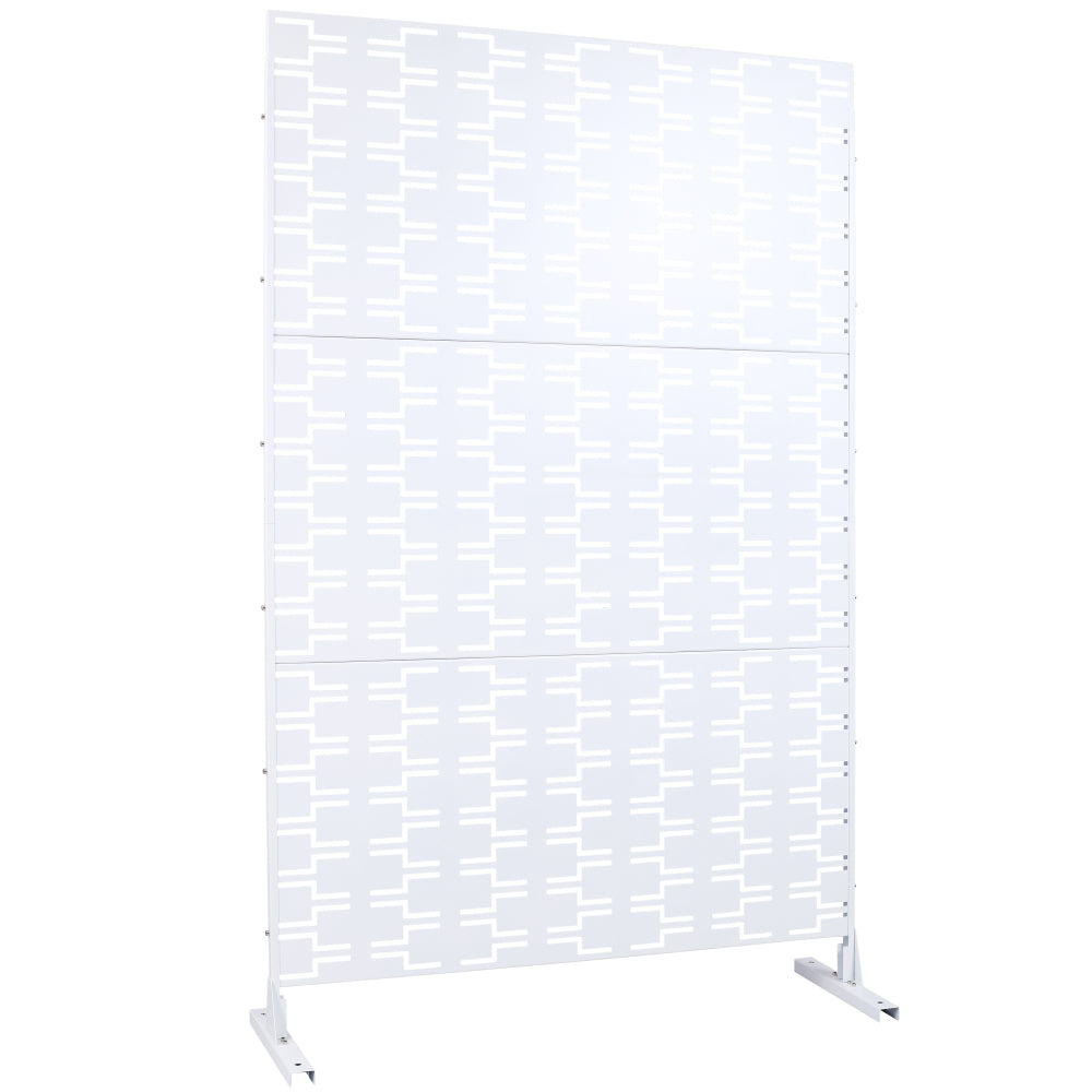 Outdoor & Indoor Privacy Screen Metal Privacy Screen 76" H×48" W, Freestanding Decorative Privacy Screen for Deck Balcony Patio, Privacy Fence Panels for Outside Lawn Garden PS112 WHITE