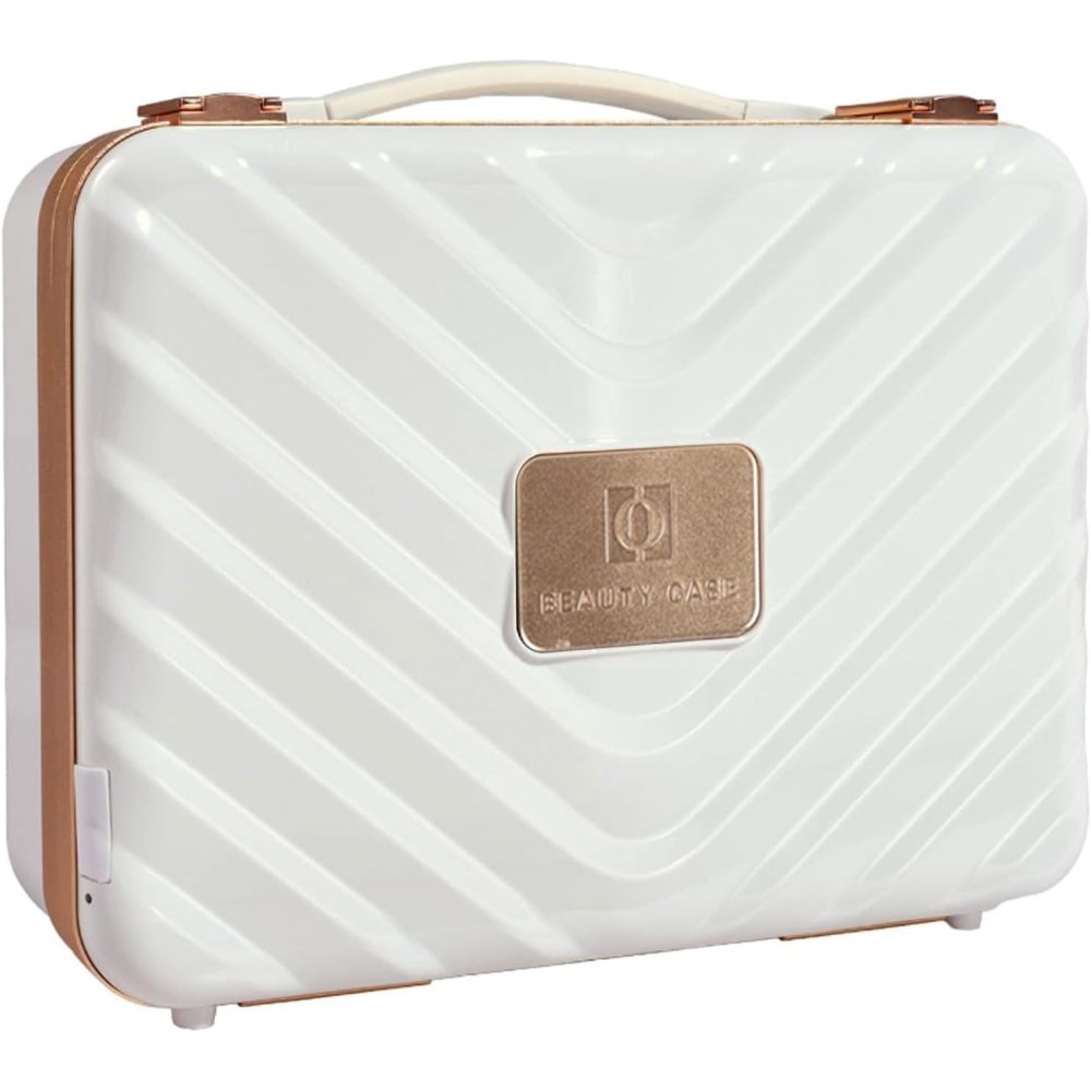 Makeup Case with LED Lighted Mirror Travel Makeup Train Case Cosmetic Organizer for Girls Makeup Artist, Makeup Tools, Hairstylist Travel White