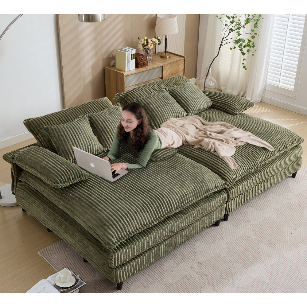 [NEW ARRIVED] [VIDEO PROVIDED] 54.75" W Oversized Chaise Lounge Chair,Fluffy cushioned sofa bed,Deep Seat,Corduroy,2 Pillows,4 gears can be adjusted,Leisure Sleeper Sofa Chair for Living Room, Black