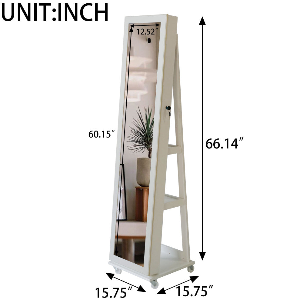 Full Length Mirror 360° Swivel Jewelry Cabinet