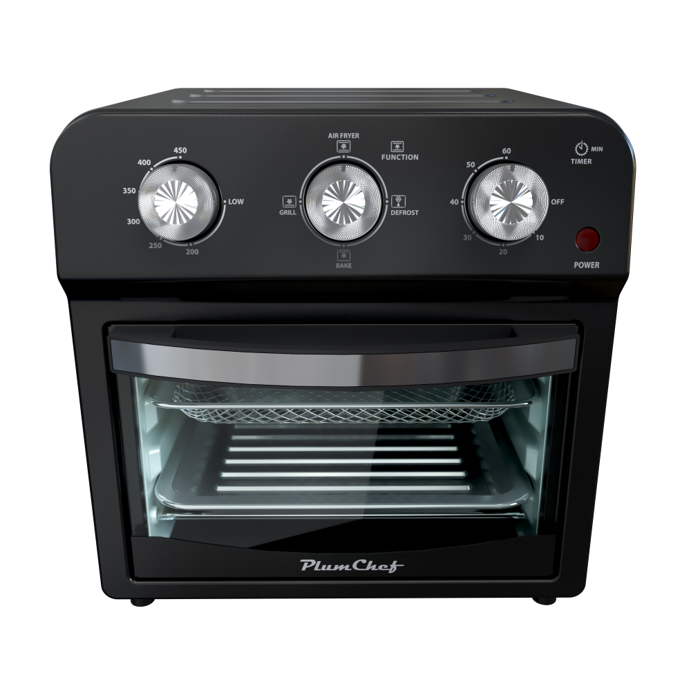 12.5 Quart Air Fryer Convection Toaster Oven, 1500W, 4 Cooking Modes, 7-in-1 Multifunction with Roast, Bake, Grill, Broil, Toast, Dehydrate, Defrost, Stainless Steel, Black