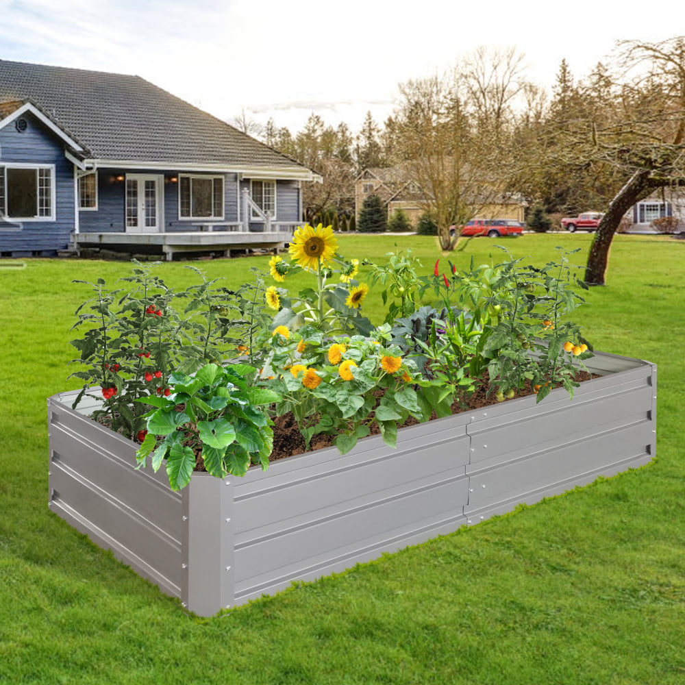 6 x 3 x 1 ft (2 pack) Metal Garden Bed,Outdoor Planter Box Metal Patio Kit Planting Bed for Vegetables Flowers Herb,Green