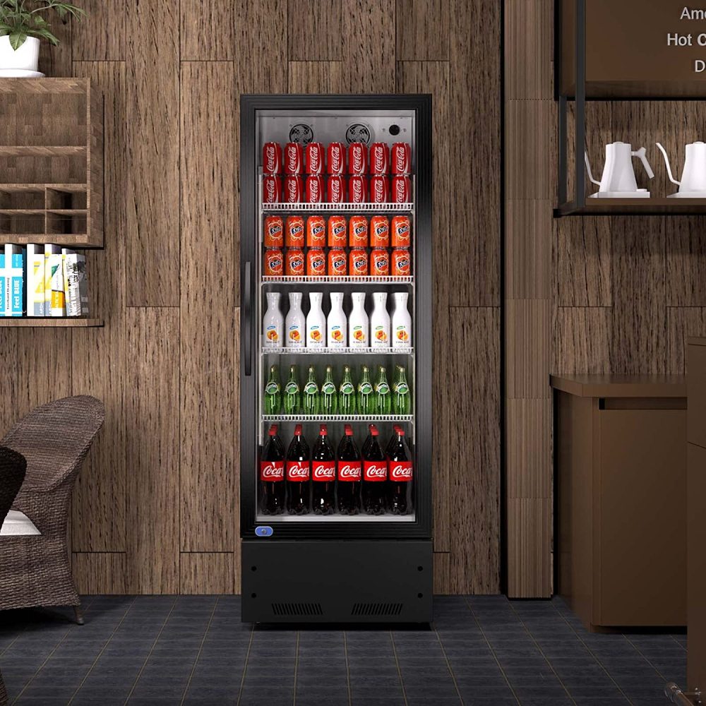 16.5 Cu. Ft Commerical Merchandiser Refrigerator, Reach-in Beverage Cooler with LED Lightning for Shop Restaurant Bar, ETL Approved, Black