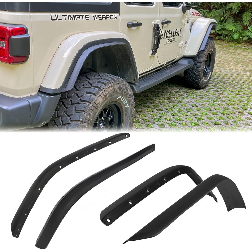 Fenders Front & Rear Fenders Compatible with 2018-2024 Jeep Wrangler JL and JLU Unlimited Rubicon, Off-Road Wheel Fender Liner Set 4 Pcs(Only Fit High Clearance Fender Flares,Not for 4XE)