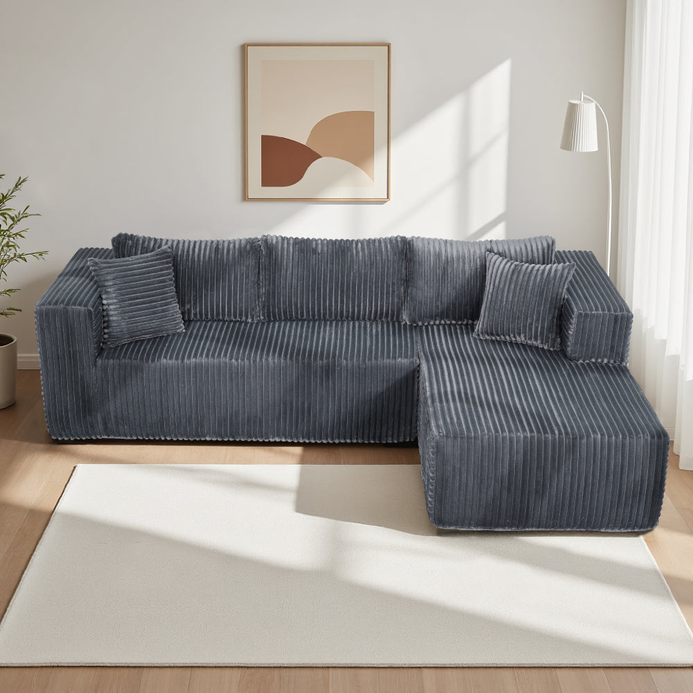 105" L-Shaped Modular Compression Sofa, Plush Upholstery, All-Foam Structure (No Springs), Vacuum-Packed, Space-Saving for Living Room, Bedroom, Apartment  (Left Chaise)