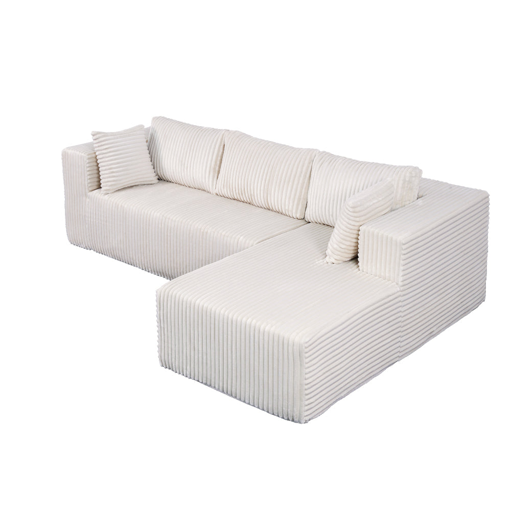 105" L-Shaped Modular Compression Sofa, Plush Upholstery, All-Foam Structure (No Springs), Vacuum-Packed, Space-Saving for Living Room, Bedroom, Apartment  (Left Chaise)