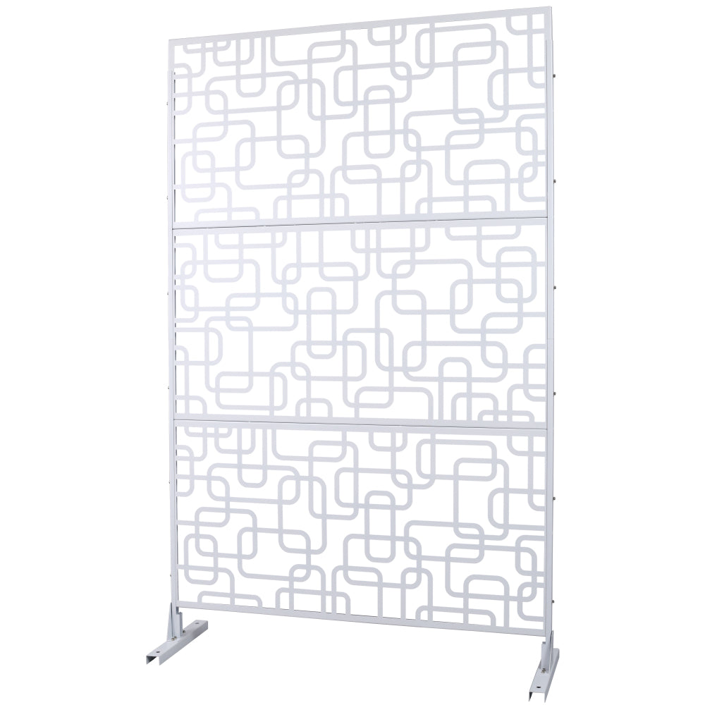 Outdoor & Indoor Privacy Screen Metal Privacy Screen 76" H×48" W, Freestanding Decorative Privacy Screen for Deck Balcony Patio, Privacy Fence Panels for Outside Lawn Garden PS114 WHITE