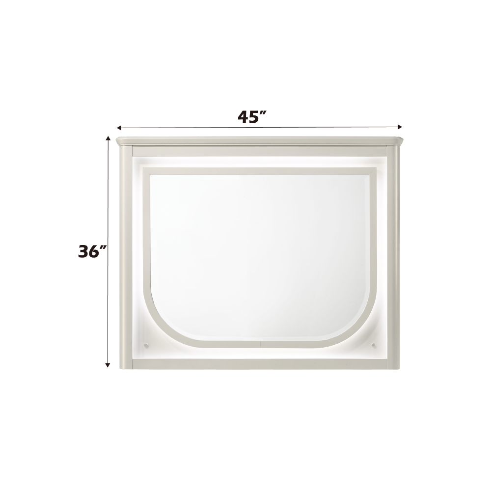 Laveda Pearl White Finish Mirror w/LED