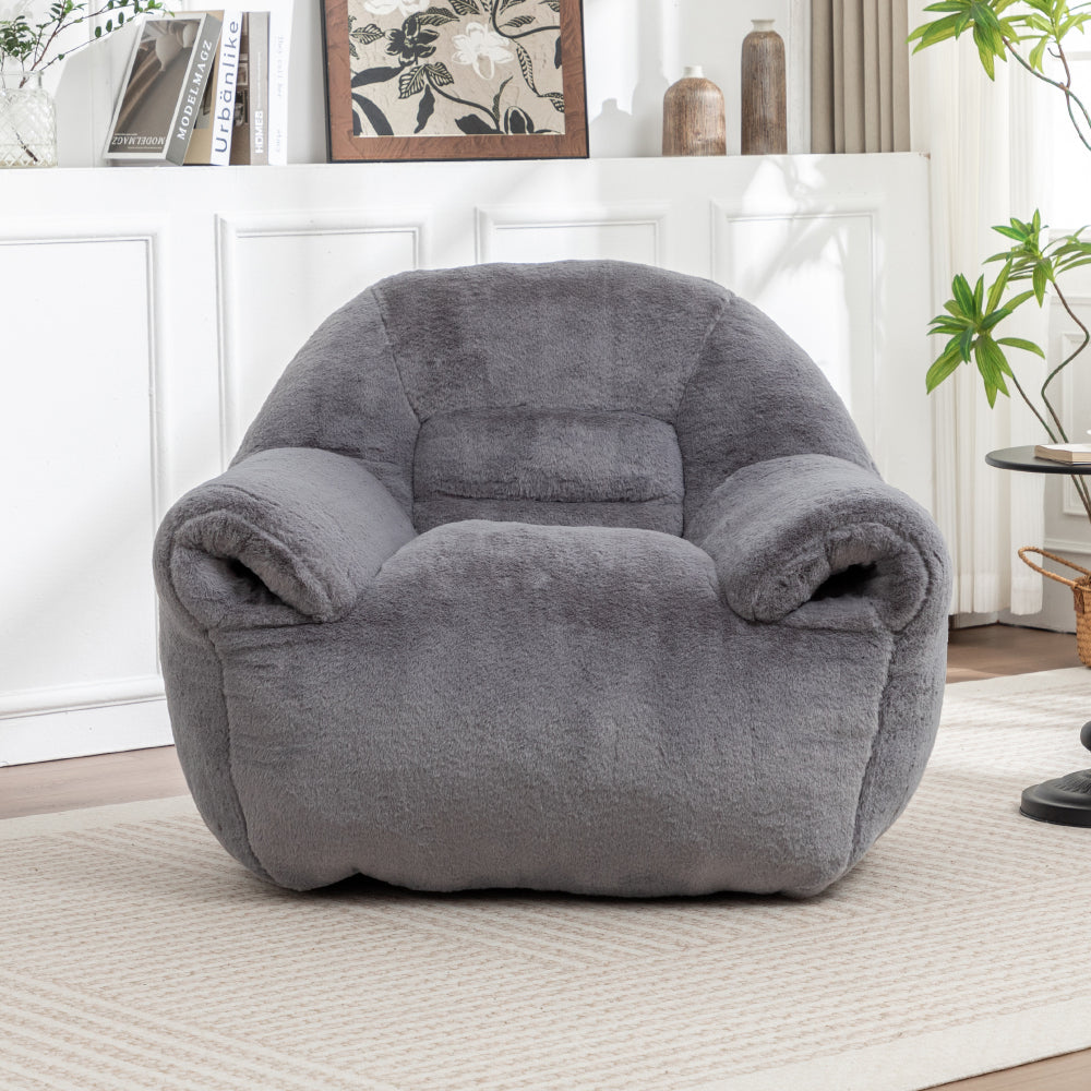 Bean Bag Chair, Comfy Bean Bag Sofa with Back Support, Faux Fur Bean Bag Chair for Adults and Kids, Stuffed Floor Sofa for Living Room, Bedroom, Apartment, Green