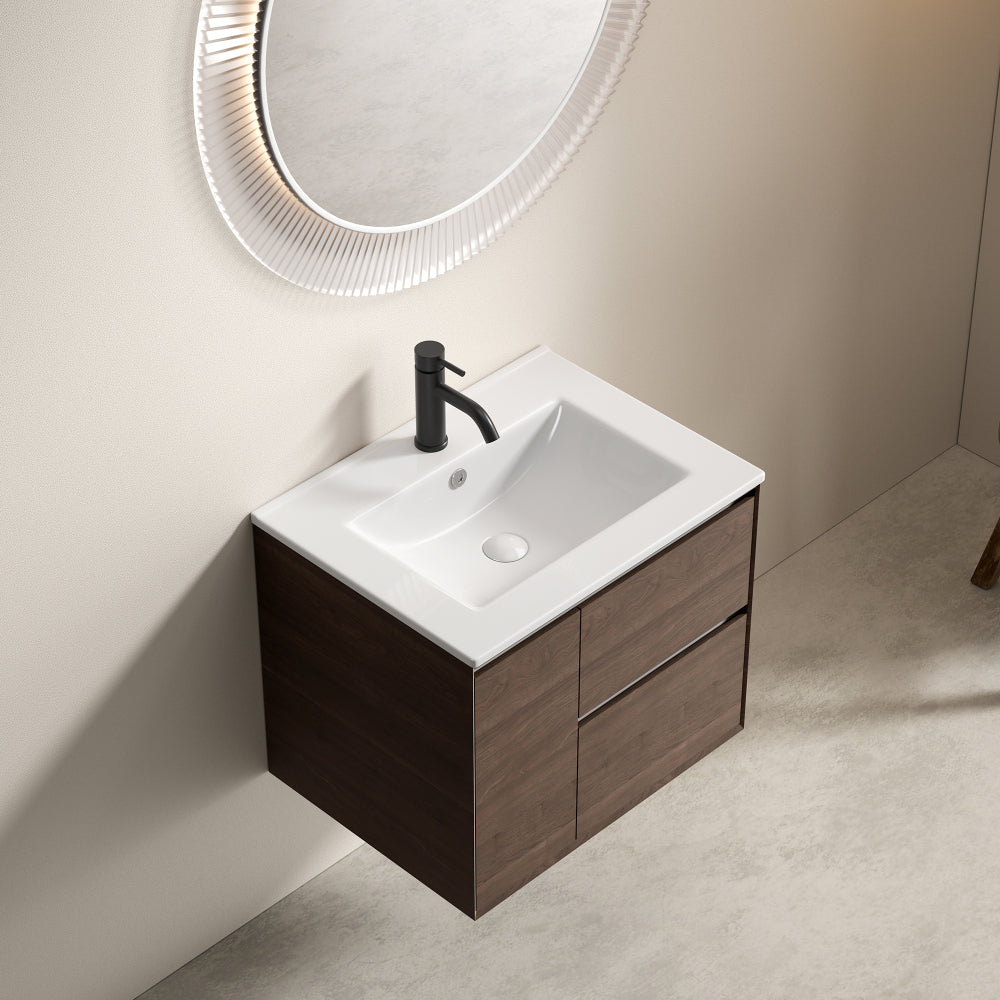 24 inch Bathroom Vessel Sink, Ceramic Bathroom Vanity Sink Top without Overflow,  Convenient for Storing Personal Items - Glossy White